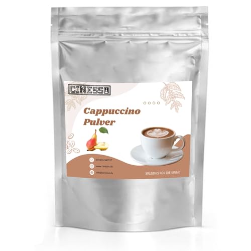 Cinesso Cappuccino Pulver, Fruchtiger Kaffeegenuss, aromatisiert, Kaffeekreationen, verschiedene Variationen, Geschmacksintensiv, für Zuhause (200 g, Birne) von Cinesso