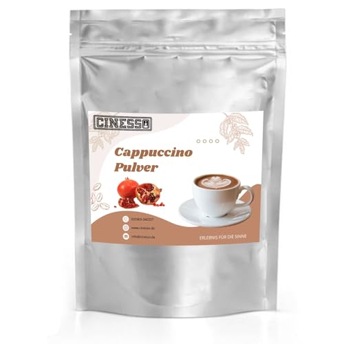 Cinesso Granatapfel Cappuccino Pulver 200 g, Fruchtiger Kaffeegenuss, aromatisiert, Kaffeekreationen, verschiedene Variationen, Geschmacksintensiv, für Zuhause von Cinesso