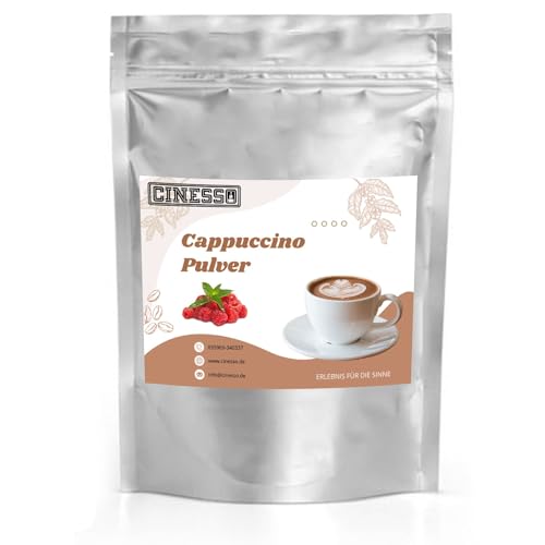 Cinesso Cappuccino Pulver, Fruchtiger Kaffeegenuss, aromatisiert, Kaffeekreationen, verschiedene Variationen, Geschmacksintensiv, für Zuhause (200 g, Himbeere) von Cinesso