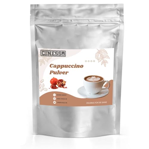 Cinesso Cappuccino Pulver, Fruchtiger Kaffeegenuss, aromatisiert, Kaffeekreationen, verschiedene Variationen, Geschmacksintensiv, für Zuhause (500 g, Granatapfel) von Cinesso