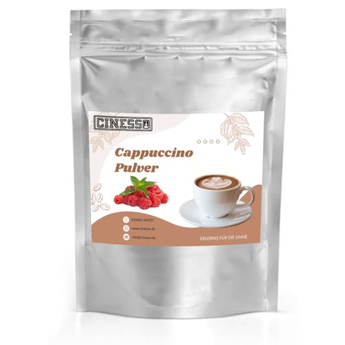 Cinesso Himbeere Cappuccino Pulver 500 g, Fruchtiger Kaffeegenuss, aromatisiert, Kaffeekreationen, verschiedene Variationen, Geschmacksintensiv, für Zuhause von Cinesso