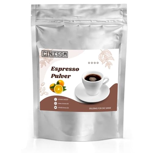 Cinesso Espresso Pulver gemahlen, fruchtiger Geschmack, Kaffeepulver, schnelle und einfache Zubereitung, für Kaffeeliebhaber, zum Verfeinern von Desserts (200 g, Orange) von Cinesso