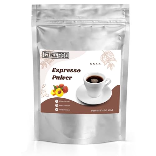 Cinesso Espresso Pulver gemahlen, fruchtiger Geschmack, Kaffeepulver, schnelle und einfache Zubereitung, für Kaffeeliebhaber, zum Verfeinern von Desserts (200 g, Pfirsich) von Cinesso