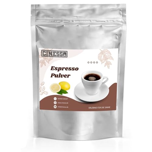 Cinesso Espresso Pulver gemahlen, fruchtiger Geschmack, Kaffeepulver, schnelle und einfache Zubereitung, für Kaffeeliebhaber, zum Verfeinern von Desserts (200 g, Zitrone) von Cinesso