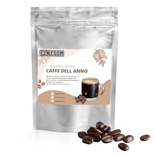 Cinesso Intensives Kaffee-Aroma, mit vollmundigem Geschmack, Kaffeebohnenmischung mit Fruchtnote, Arabica-Robusta, extrafein und feinwürzig (200 g, Caffe Dell Anno) von Cinesso