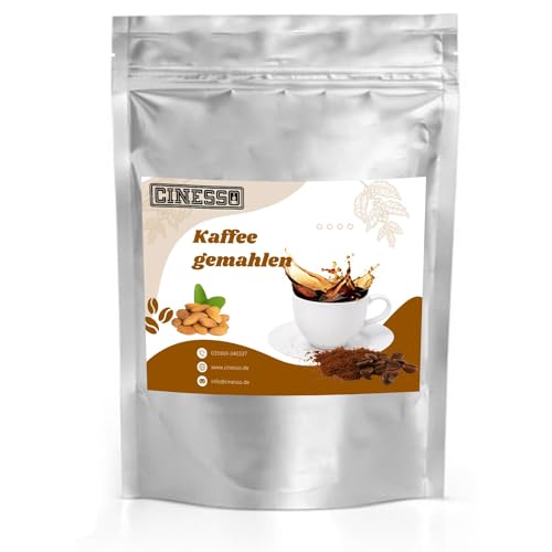 Cinesso Kaffee gemahlen Kaffeepulver, Nussgeschmack, verschiede Variationenen, mit besonderen Aromen, Kaffeegenuss für besondere Anlässe, Natürliche Kaffeevariationen (500 g, Mandel) von Cinesso