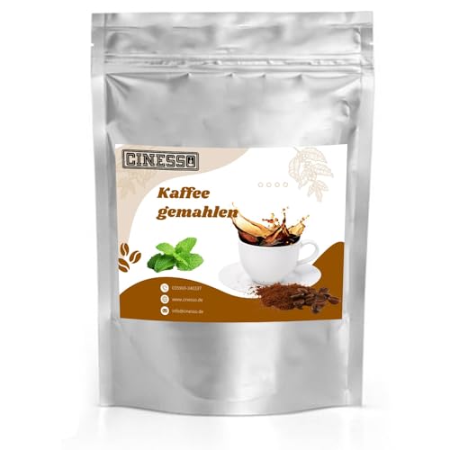 Cinesso Pfefferminze Kaffee gemahlen Kaffeepulver 1 Kg, mit verschiedenen Geschmacksrichtungen, fruchtige Varianten, schnelle und einfache Zubereitung, für Kaffeeliebhaber von Cinesso