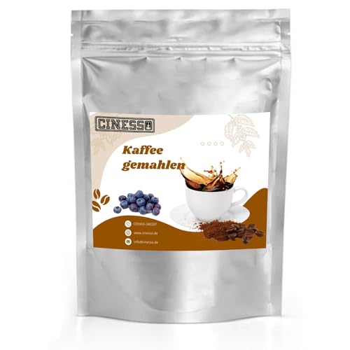 Cinesso Kaffee gemahlen Kaffeepulver, mit verschiedenen Geschmacksrichtungen, fruchtige Varianten, schnelle und einfache Zubereitung, für Kaffeeliebhaber (200 g, Heidelbeere) von Cinesso