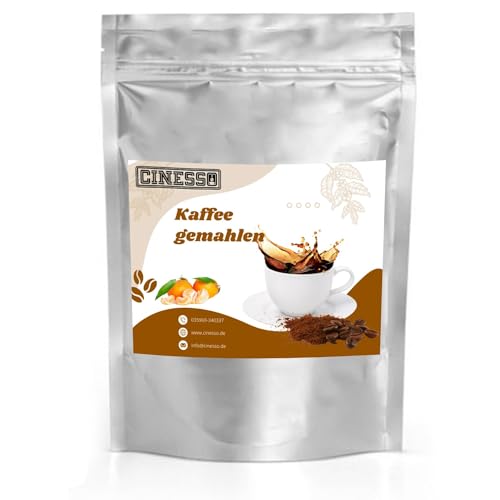 Cinesso Kaffee gemahlen Kaffeepulver, mit verschiedenen Geschmacksrichtungen, fruchtige Varianten, schnelle und einfache Zubereitung, für Kaffeeliebhaber (200 g, Mandarine) von Cinesso