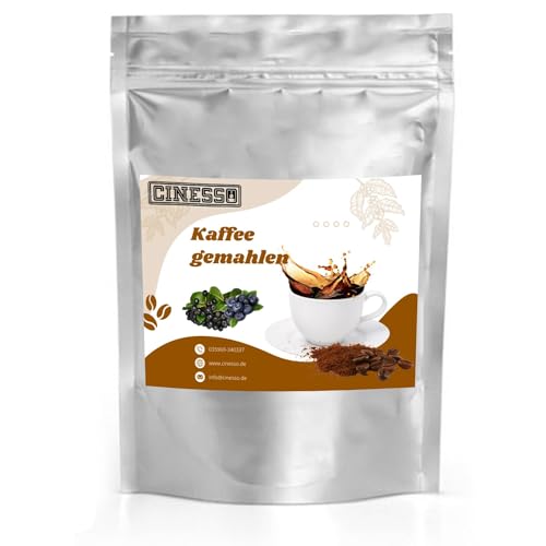 Cinesso Aronia Blaubeere Kaffee gemahlen Kaffeepulver 500 g, mit verschiedenen Geschmacksrichtungen, fruchtige Varianten, schnelle und einfache Zubereitung, für Kaffeeliebhaber von Cinesso