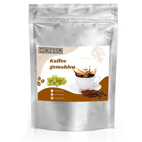 Cinesso Kaffee gemahlen Kaffeepulver, mit verschiedenen Geschmacksrichtungen, fruchtige Varianten, schnelle und einfache Zubereitung, für Kaffeeliebhaber (500 g, Stachelbeere) von Cinesso