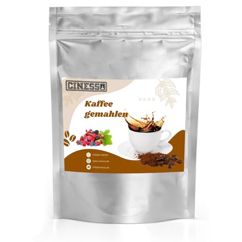 Cinesso Kaffee gemahlen Kaffeepulver, mit verschiedenen Geschmacksrichtungen, fruchtige Varianten, schnelle und einfache Zubereitung, für Kaffeeliebhaber (500 g, Waldfrucht) von Cinesso