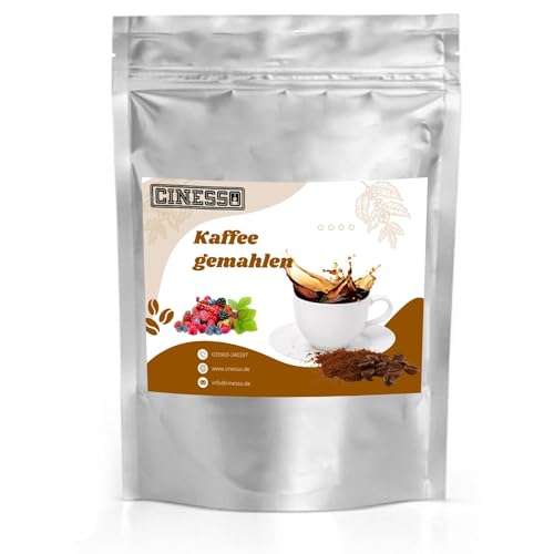 Cinesso Waldfrucht Kaffee gemahlen Kaffeepulver 500 g, mit verschiedenen Geschmacksrichtungen, fruchtige Varianten, schnelle und einfache Zubereitung, für Kaffeeliebhaber von Cinesso