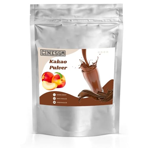 Cinesso Kakao Trinkschokolade Kakaopulver, Schokoladengetränk, Schokoladenaromen, mit natürlichen Aromen, schnelle und einfache Zubereitung, für Feierlichkeiten (200 g, Nektarine) von Cinesso