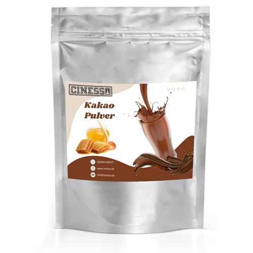 Cinesso Kakao Trinkschokolade Kakaopulver, schnelle und einfache Zubereitung, mit verschiedenen Aromen, für Genießer und Feinschmecker, für heiße und kalte Schokolade (1 Kg, Honig) von Cinesso