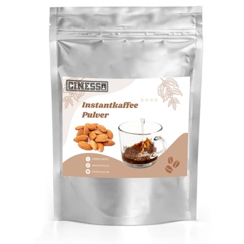 Cinesso Löslicher Kaffee Instant Pulver, Nussgeschmack, schnelle und einfache Zubereitung, ohne Kaffeemaschine. mit verschiedenen Aromen, Kaffeevariation (200 g, Marzipan) von Cinesso