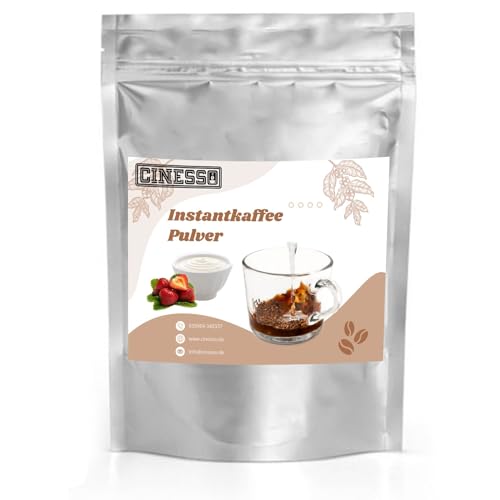 Cinesso Löslicher Kaffee Instant Pulver, fruchtige Geschmacksrichtungen, schnelle und einfache Zubereitung, Kaffeegenuss ohne Kaffeemaschine, praktische Getränke (500 g, Erdbeer Joghurt) von Cinesso