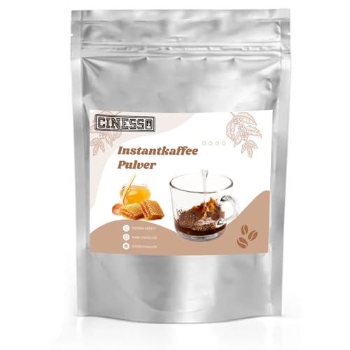 Cinesso Löslicher Kaffee Instant Pulver, schnelle und einfache Zubereitung, ohne Kaffeemaschine, Wasserlöslich, in verschiedenen Sorten und Mengen, für Genießer (500 g, Honig) von Cinesso