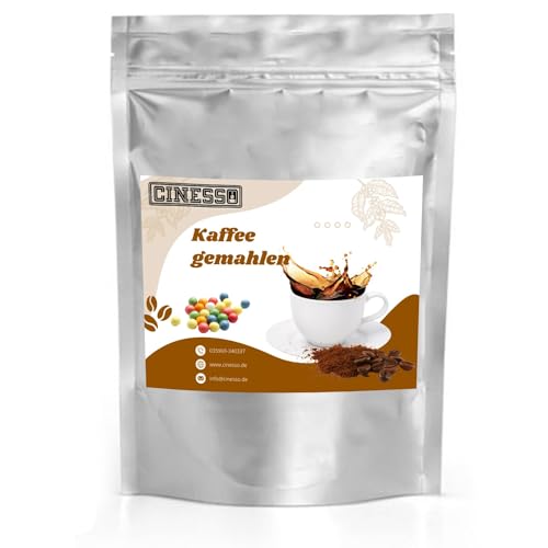 Cinesso Pulver Kaffee gemahlen Kaffeepulver, Aromatisierte Kaffeevariationen, mit besonderen Aromen, Geschmacksintensiv, für Genießer, für jeden Tag, Erlesene Kaffeesorten (500 g, Kaugummi) von Cinesso