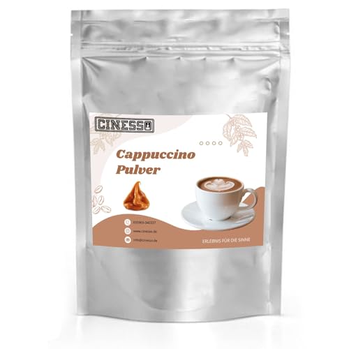 Cinesso Schokolade Cappuccino Pulver, Aromatisiertes Kaffeepulver, schnelle und einfache Zubereitung, Kaffeegetränk, zum Genießen, verschiedene Kaffeevariationen (200 g, Karamell) von Cinesso