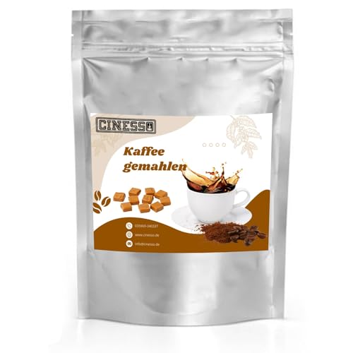 Cinesso Schokolade Kaffee gemahlen Kaffeepulver, verschiedene Geschmacksrichtungen, mit besonderen Aromen, für jeden Tag, für Kaffeevollautomaten, intensiver Geschmack (200 g, Toffee) von Cinesso