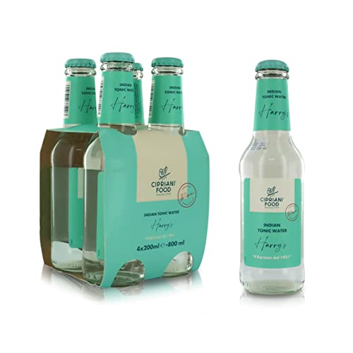 Cipriani Indian Tonic Water ''Harry's'', Trockenes Italienisches Tonic-Wasser, Prickelndes Getränk aus Italien für Mixologie und Cocktailzubereitung wie Rum Tonic, Spirituose, Wodka Tonic, 4 x 200 Ml von Cipriani