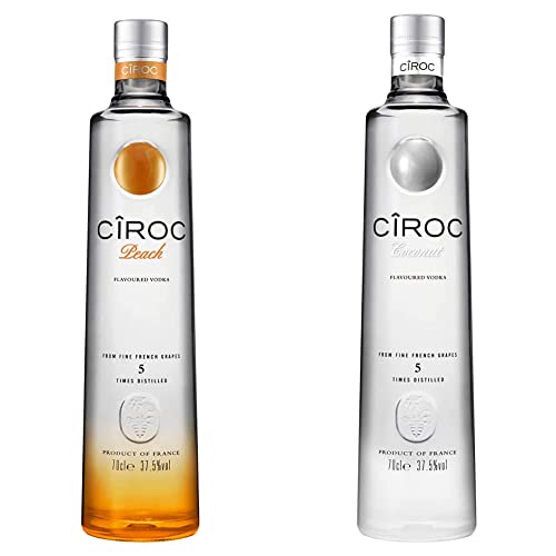 CîROC Peach | Aromatisierter Ultra-Premium Wodka | 700ml & Coconut | Aromatisierter Ultra-Premium Wodka | aus feinen französischen Trauben | mit köstlichem Kokosnussgeschmack | 40% vol | 700ml von Cîroc