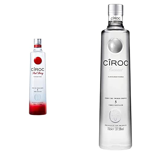 CîROC Red Berry | Aromatisierter Ultra-Premium Wodka | 40% vol | 700ml & Coconut | Aromatisierter Ultra-Premium Wodka | aus feinen französischen Trauben | 40% vol | 700ml von Cîroc