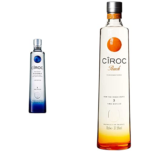 CîROC Snap Frost Ultra-Premium Wodka aus feinen französischen Trauben mit köstlichem Zitrusgeschmack handgefertigt im Süden Frankreichs 40% vol 700ml & Peach Ultra-Premium Vodka (1 x 0.7 l) von Cîroc