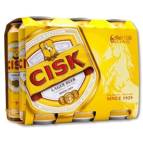 Cisk Lager Bier 500ml (6er Pack) Einweg inkl. Pfand. Lagerbier aus Malta. von CISK