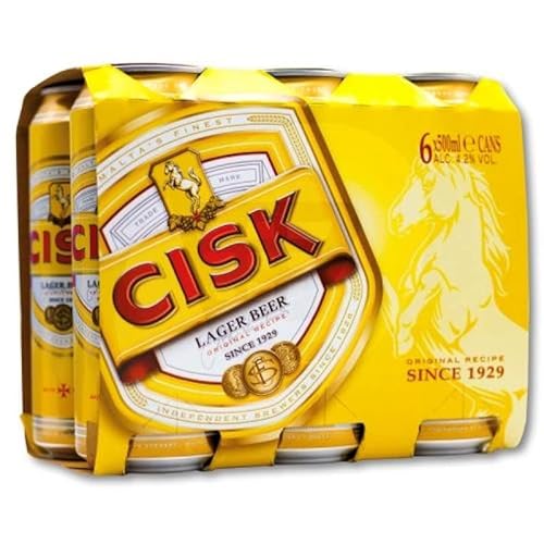 Cisk Lager Bier 500ml (6er Pack) Einweg inkl. Pfand. Lagerbier aus Malta. von Cisk