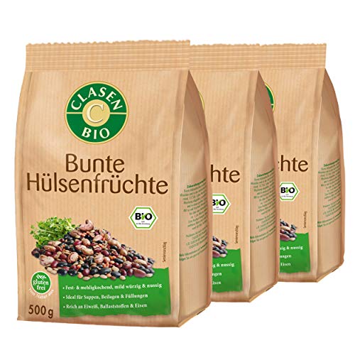 3x CLASEN BIO Bunte Hülsenfrüchte, Fest- und mehligkochende Bohnen und Linsen, Reich an Eiweiß, Ballaststoffen & Eisen - 500 g 3x CLASEN BIO Bunte Hülsenfrüchte, Fest- und mehligkochende Bohnen und Linsen, Reich an Eiweiß, Ballaststoffen & Eisen - 500 g von Clasen Bio