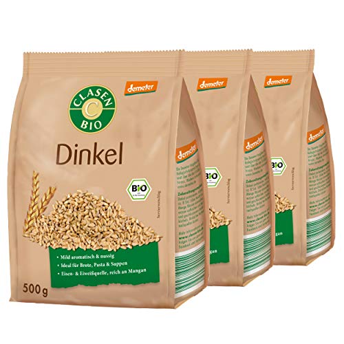 3x CLASEN BIO Demeter Dinkel, naturbelassen, ganzes Korn - 500g 3x CLASEN BIO Demeter Dinkel, naturbelassen, ganzes Korn - 500g von Clasen Bio