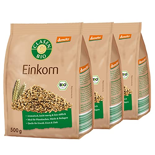 3x CLASEN BIO Demeter Einkorn mit nussig-süßen Geschmack 500g 3x CLASEN BIO Demeter Einkorn mit nussig-süßen Geschmack 500g von Clasen Bio