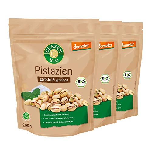 3x CLASEN BIO Demeter Pistazien geröstet und gesalzen - 200g 3x CLASEN BIO Demeter Pistazien geröstet und gesalzen - 200g von Clasen Bio
