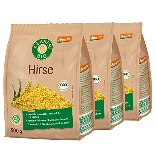 3x CLASEN BIO Demter Hirse, glutenfrei und naturbelassen - 500 g 3x CLASEN BIO Demter Hirse, glutenfrei und naturbelassen - 500 g von Clasen Bio