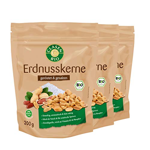 3x CLASEN BIO Erdnusskerne geröstet und gesalzen - 200g 3x CLASEN BIO Erdnusskerne geröstet und gesalzen - 200g von Clasen Bio