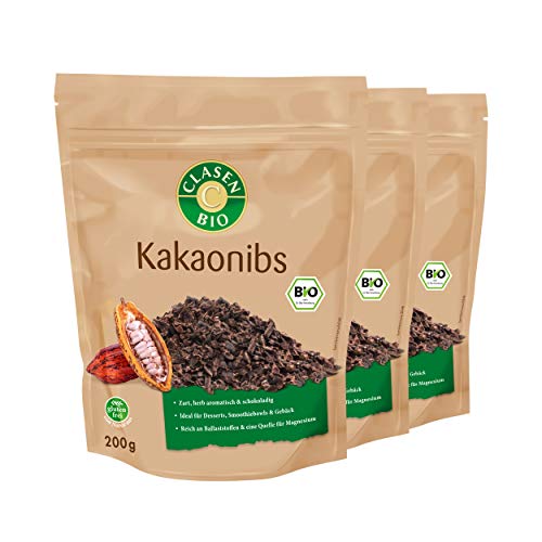 3x CLASEN BIO Kakaonibs, roh, vegan, ohne Zucker - 200 g 3x CLASEN BIO Kakaonibs, roh, vegan, ohne Zucker - 200 g von Clasen Bio