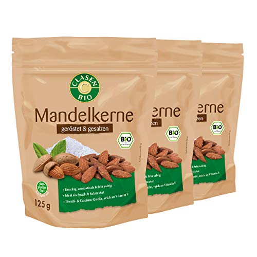 3x CLASEN BIO Mandelkerne geröstet und gesalzen - 125g 3x CLASEN BIO Mandelkerne geröstet und gesalzen - 125g von Clasen Bio