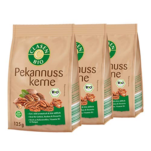 3x CLASEN BIO Pekannusskerne, natur, nicht blanchiert, von Natur aus vegan und glutenfrei, biologischer Anbau - 125g 3x CLASEN BIO Pekannusskerne, natur, nicht blanchiert, von Natur aus vegan und glutenfrei, biologischer Anbau - 125g von Clasen Bio