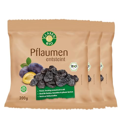 3x CLASEN BIO Pflaumen getrocknet, entsteint, von Natur aus vegan und glutenfrei - 200g 3x CLASEN BIO Pflaumen getrocknet, entsteint, von Natur aus vegan und glutenfrei - 200g von Clasen Bio