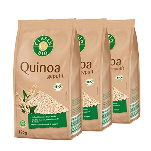 3x CLASEN BIO Quinoa, gepufft - von Natur aus vegan und glutenfrei, für Müslis, biologischer Anbau - 125 g 3x CLASEN BIO Quinoa, gepufft - von Natur aus vegan und glutenfrei, für Müslis, biologischer Anbau - 125 g von Clasen Bio