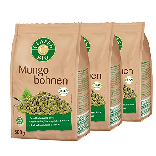 3x CLASEN BIO grüne Mungobohnen getrocknet, vegan und glutenfrei - 500g 3x CLASEN BIO grüne Mungobohnen getrocknet, vegan und glutenfrei - 500g von Clasen Bio