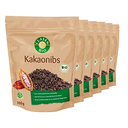 6x CLASEN BIO Kakaonibs, roh, vegan, ohne Zucker - 200 g 6x CLASEN BIO Kakaonibs, roh, vegan, ohne Zucker - 200 g von Clasen Bio