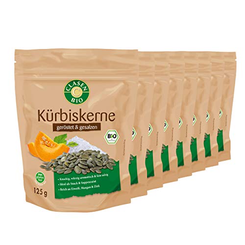 8x CLASEN BIO Kürbiskerne geröstet und gesalzen - 125g 8x CLASEN BIO Kürbiskerne geröstet und gesalzen - 125g von Clasen Bio
