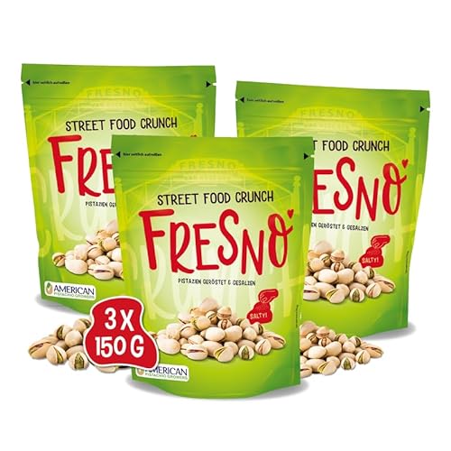 Street Food Crunch - Fresno Pistazien geröstet & gesalzen 3x150g - Pistazien Nuss Knabberspaß – Knuspriger Genuss aus dem San Joaquin Valley – Quelle für Proteine und gesunde Fette Street Food Crunch - Fresno Pistazien geröstet & gesalzen 3x150g - Pistazien Nuss Knabberspaß – Knuspriger Genuss aus dem San Joaquin Valley – Quelle für Proteine und gesunde Fette von Clasen Bio