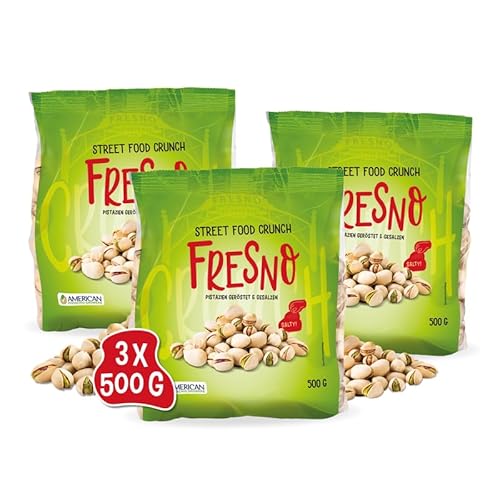 Street Food Crunch - Fresno Pistazien geröstet & gesalzen 3x500g - Pistazien Nuss Knabberspaß – Knuspriger Genuss aus dem San Joaquin Valley – Quelle für Proteine und gesunde Fette Street Food Crunch - Fresno Pistazien geröstet & gesalzen 3x500g - Pistazien Nuss Knabberspaß – Knuspriger Genuss aus dem San Joaquin Valley – Quelle für Proteine und gesunde Fette von Clasen Bio