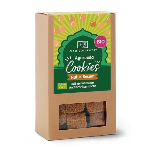 Classic Ayurveda - Bio Ayurveda Cookies Nut & Sesam - 150 g - Kostbares Kichererbsenmehl mit Haselnuss und Sesam von Classic Ayurveda
