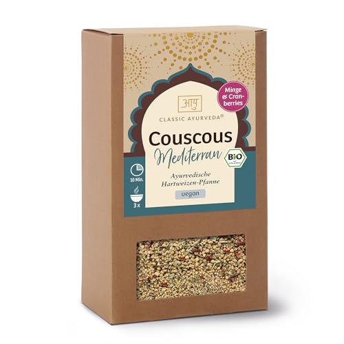 Classic Ayurveda – Bio Ayurvedischer Couscous Mediterran – 240 g – Fertigmischung aus Vollkorn-Hartweizengrieß mit mediterranen Kräutern und Cranberries, perfekt für Salate und Gemüsegerichte Classic Ayurveda – Bio Ayurvedischer Couscous Mediterran – 240 g – Fertigmischung aus Vollkorn-Hartweizengrieß mit mediterranen Kräutern und Cranberries, perfekt für Salate und Gemüsegerichte von Classic Ayurveda
