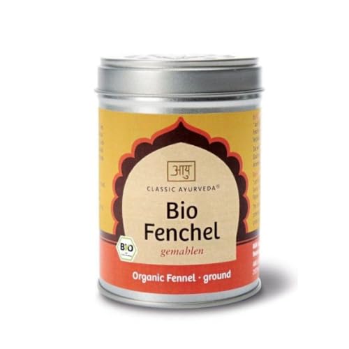 Classic Ayurveda Bio Fenchel gemahlen – 100 % naturreines Gewürz aus kontrolliert biologischem Anbau – Fein, süßlich-herb & vielseitig einsetzbar – DE-ÖKO-001-80 g von Classic Ayurveda